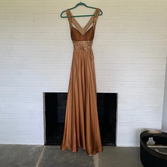 David's Bridal | Dresses | Size 6 Bronze Formal Dress With Cutouts |  Poshmark